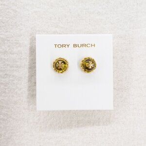 Tory Burch Roxanne Circle Stud Earrings Rolled Brass/Gold OS
